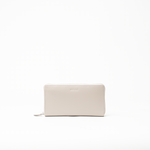 Portafoglio in pelle saffiano colore avorio artigianale donna protezione RFID Aut Aut Studio – vista frontale