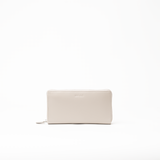 Portafoglio in pelle saffiano colore avorio artigianale donna protezione RFID Aut Aut Studio – vista frontale