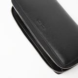 Portafoglio in pelle saffiano colore nero artigianale donna protezione RFID Aut Aut Studio – vista frontale