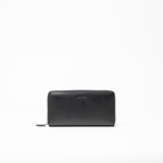 Portafoglio in pelle saffiano colore nero artigianale donna protezione RFID Aut Aut Studio – vista frontale