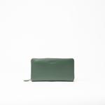 Portafoglio in pelle saffiano colore verde artigianale donna protezione RFID Aut Aut Studio – vista frontale