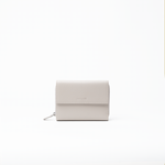 Portafoglio in pelle saffiano colore avorio artigianale donna protezione RFID Aut Aut Studio – vista frontale