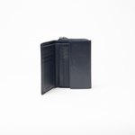 Portafoglio in pelle saffiano colore blu navy artigianale donna protezione RFID Aut Aut Studio – vista interna