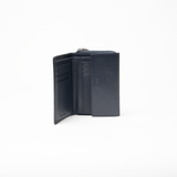 Portafoglio in pelle saffiano colore blu navy artigianale donna protezione RFID Aut Aut Studio – vista interna