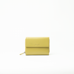 Portafoglio in pelle saffiano colore verde oliva artigianale donna protezione RFID Aut Aut Studio – vista frontale