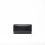 Portafoglio in pelle saffiano colore nero artigianale donna protezione RFID Aut Aut Studio – vista frontale