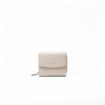 Portafoglio in pelle saffiano colore avorio artigianale donna protezione RFID Aut Aut Studio – vista frontale