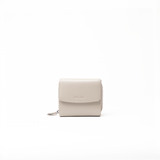 Portafoglio in pelle saffiano colore avorio artigianale donna protezione RFID Aut Aut Studio – vista frontale