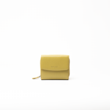 Portafoglio in pelle saffiano colore verde oliva artigianale donna protezione RFID Aut Aut Studio – vista frontale