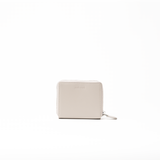 Portafoglio in pelle saffiano colore avorio artigianale donna protezione RFID Aut Aut Studio – vista frontale