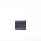 Portafoglio in pelle saffiano colore blu navy artigianale donna protezione RFID Aut Aut Studio – vista frontale