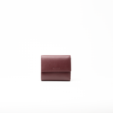 Portafoglio in pelle saffiano colore bordò artigianale donna protezione RFID Aut Aut Studio – vista frontale