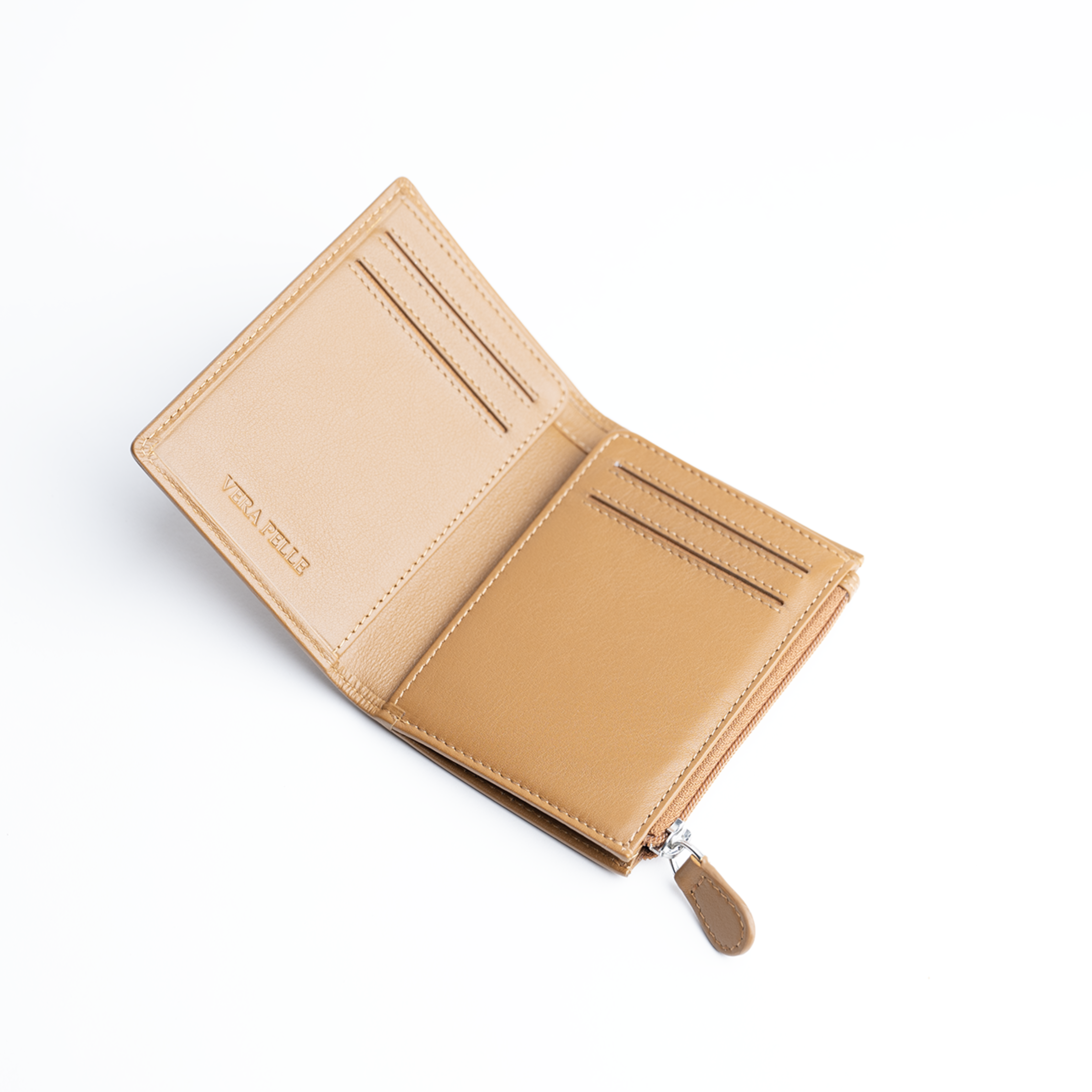 Tasconcino porta carte in pelle liscia colore sabbia Aut Aut Studio – vista interno