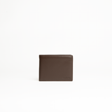 Portafoglio uomo in pelle nappa colore cioccolato con portamonete artigianale Aut Aut Studio – vista frontale