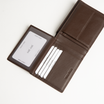 Portafoglio uomo in pelle nappa colore cioccolato con portamonete artigianale Aut Aut Studio – vista interna
