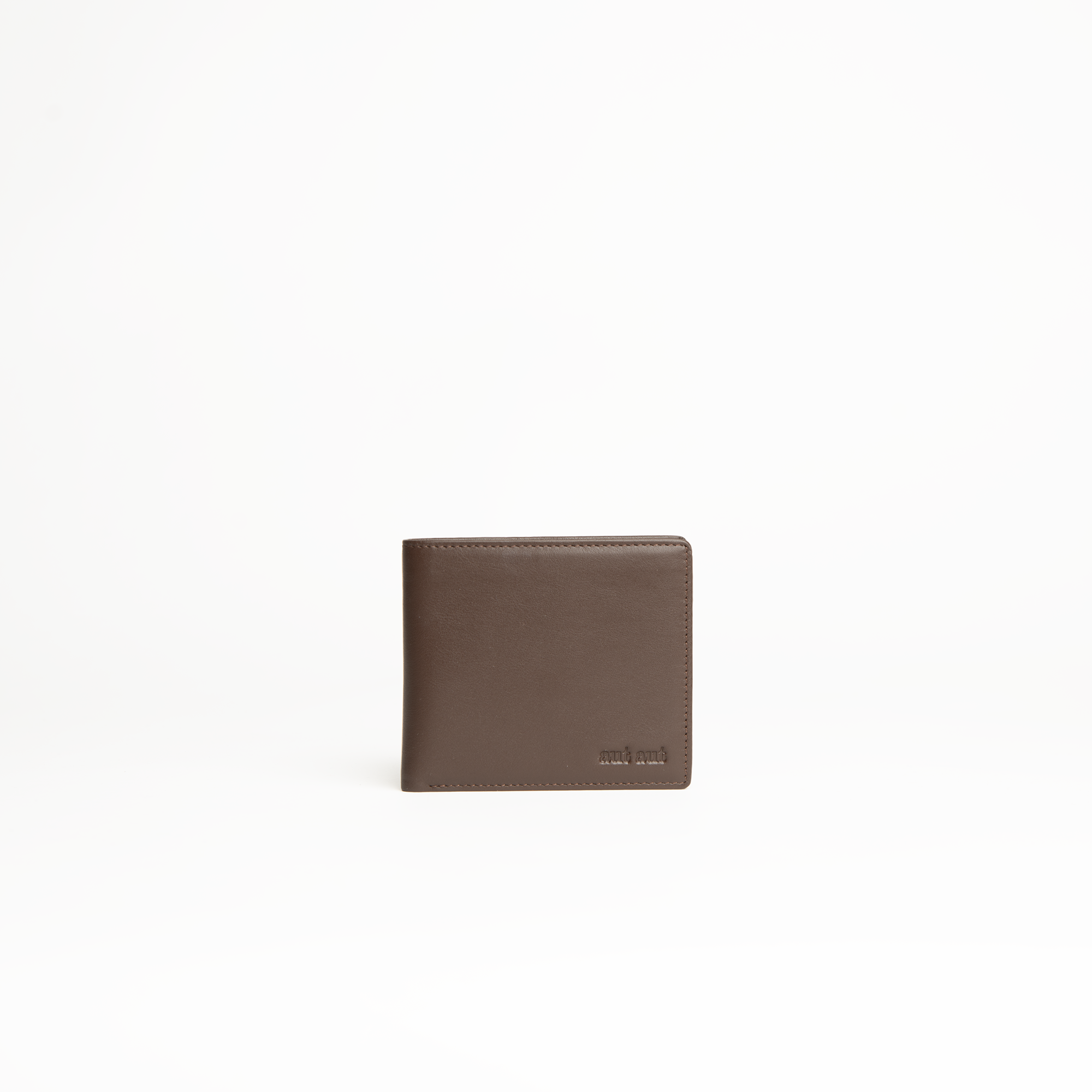 Mini portafoglio uomo in pelle nappa colore cioccolato Aut Aut Studio – vista frontale