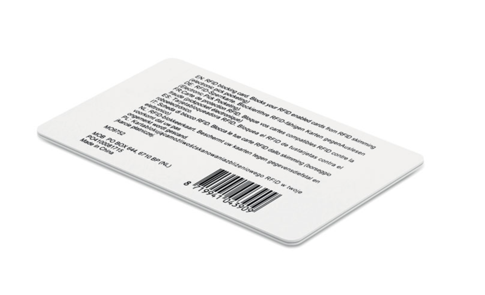 Card protezione RFID anti-clonazione Aut Aut Studio – vista frontale