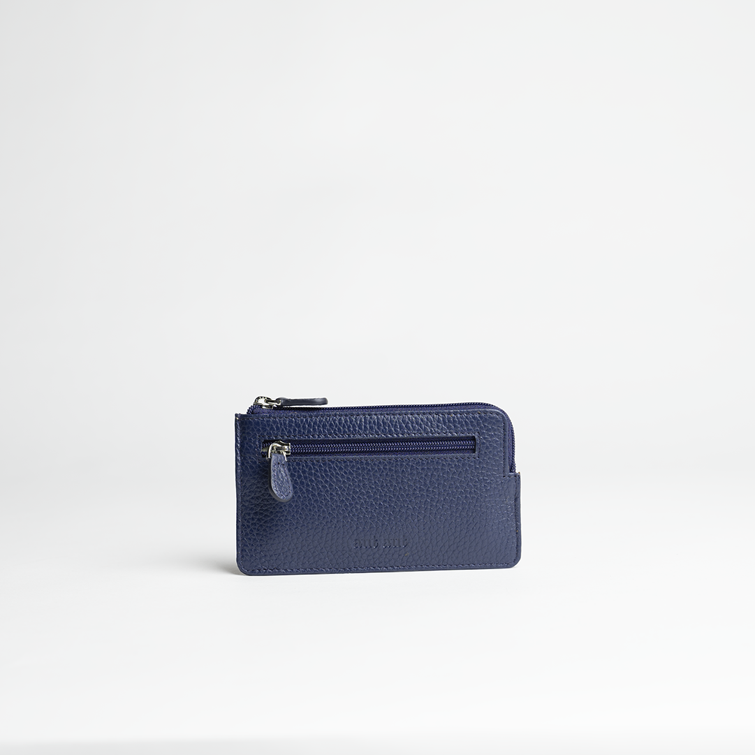 Portachiavi in pelle martellata colore blu Navy artigianale Aut Aut Studio – vista frontale