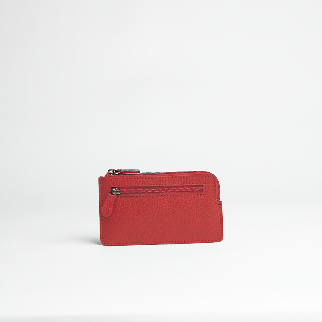 Portachiavi in pelle martellata colore rosso artigianale Aut Aut Studio – vista frontale