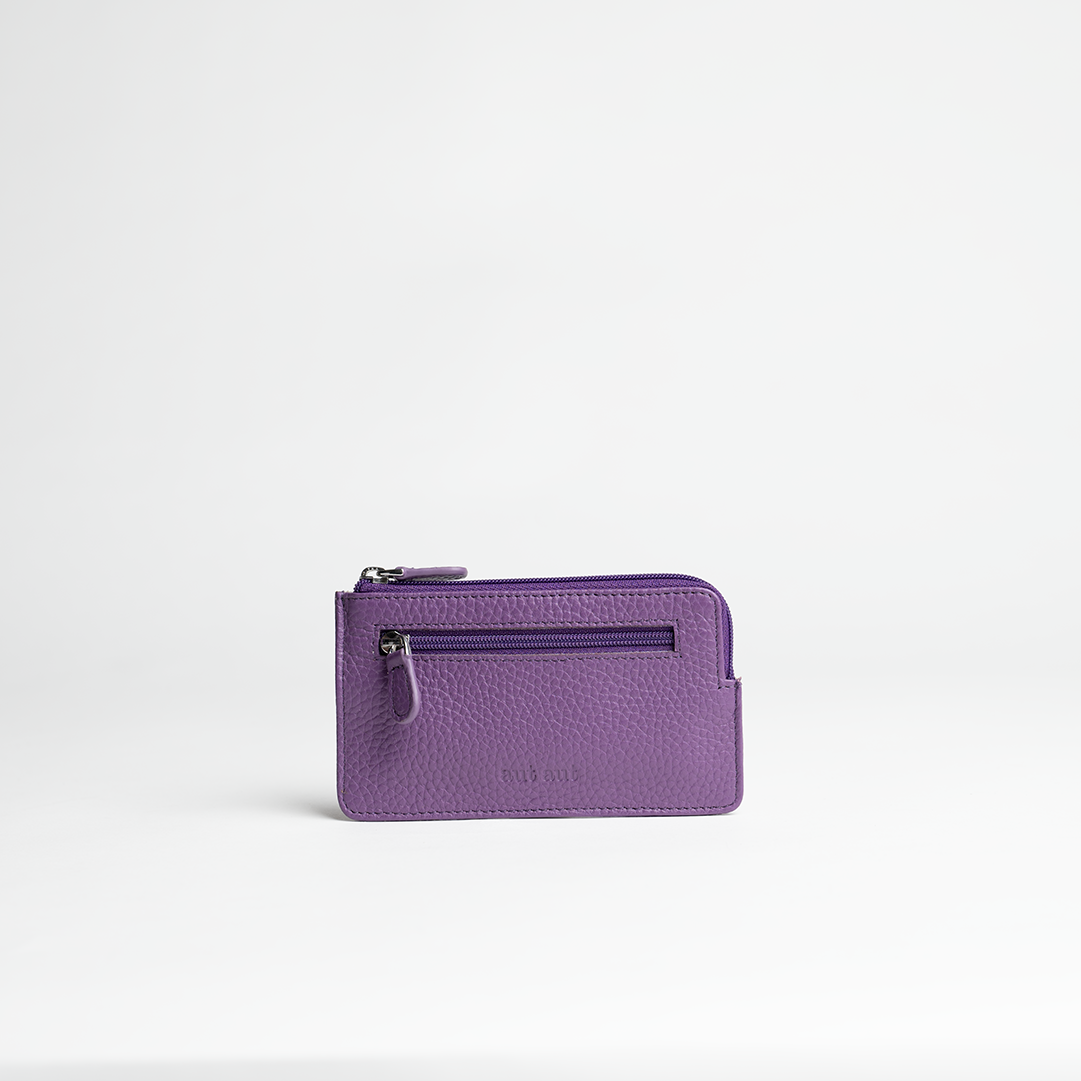 Portachiavi in pelle martellata colore viola artigianale Aut Aut Studio – vista frontale