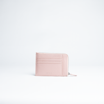 Porta carte in pelle martellata colore cipria artigianale Aut Aut Studio – vista frontale