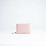 Porta carte in pelle martellata colore cipria artigianale Aut Aut Studio – vista frontale