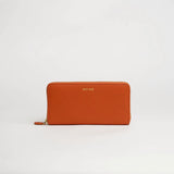 Portafoglio maxi zip around in pelle martellata arancio logo dorato MILANO #365 - AUT AUT