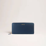 Portafoglio maxi zip around in pelle martellata blu Navy logo dorato MILANO #365 - AUT AUT