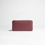 Portafoglio maxi zip around in pelle martellata colore bordo artigianale Aut Aut Studio – vista frontale