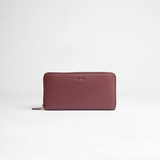 Portafoglio maxi zip around in pelle martellata colore bordo artigianale Aut Aut Studio – vista frontale
