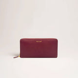 Portafoglio maxi zip around in pelle martellata Burgundy logo dorato MILANO #365 - AUT AUT