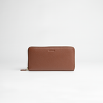 Portafoglio maxi zip around in pelle martellata colore camel artigianale Aut Aut Studio – vista frontale