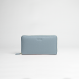 Portafoglio maxi zip around in pelle martellata colore grigio artigianale Aut Aut Studio – vista frontale