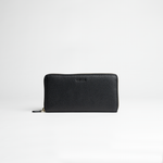 Portafoglio maxi zip around in pelle martellata colore nero artigianale Aut Aut Studio – vista frontale