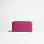 Portafoglio maxi zip around in pelle martellata orchidea logo dorato MILANO #365 - AUT AUT