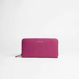 Portafoglio maxi zip around in pelle martellata orchidea logo dorato MILANO #365 - AUT AUT