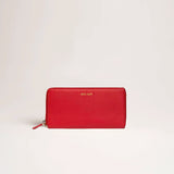 Portafoglio maxi zip around in pelle martellata rosso logo dorato MILANO #365 - AUT AUT