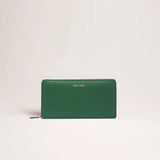Portafoglio maxi zip around in pelle martellata verde bosco logo dorato MILANO #365 - AUT AUT