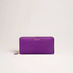 Portafoglio maxi zip around in pelle martellata viola logo dorato MILANO #365 - AUT AUT