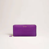 Portafoglio maxi zip around in pelle martellata viola logo dorato MILANO #365 - AUT AUT