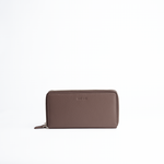 Portafoglio maxi 2-zip around in pelle martellata colore marrone cioccolato artigianale Aut Aut Studio – vista frontale