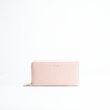 Portafoglio maxi 2-zip around in pelle martellata colore rosa cipria artigianale Aut Aut Studio – vista frontale