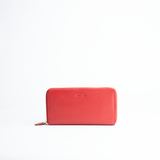 Portafoglio maxi 2-zip around in pelle martellata colore rosso artigianale Aut Aut Studio – vista frontale