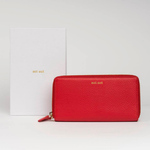 Portafoglio maxi 2-zip around in pelle martellata rosso logo dorato MILANO #383 - AUT AUT
