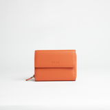 Portafoglio midi in pelle martellata colore arancio artigianale Aut Aut Studio – vista frontale
