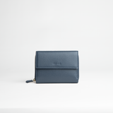 Portafoglio midi in pelle martellata colore blu Navy artigianale Aut Aut Studio – vista frontale