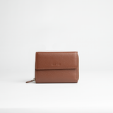 Portafoglio midi in pelle martellata colore camel artigianale Aut Aut Studio – vista frontale