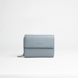 Portafoglio midi in pelle martellata colore grigio artigianale Aut Aut Studio – vista frontale