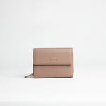 Portafoglio midi in pelle martellata colore latte taupe artigianale Aut Aut Studio – vista frontale