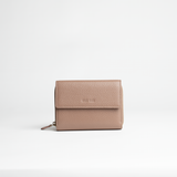 Portafoglio midi in pelle martellata colore latte taupe artigianale Aut Aut Studio – vista frontale